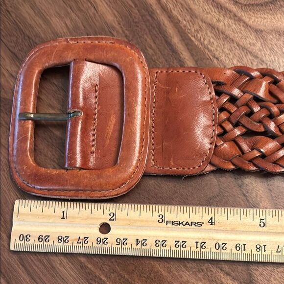 Vintage Land's End Wide Braided Leather Belt - M - Picture 5 of 7